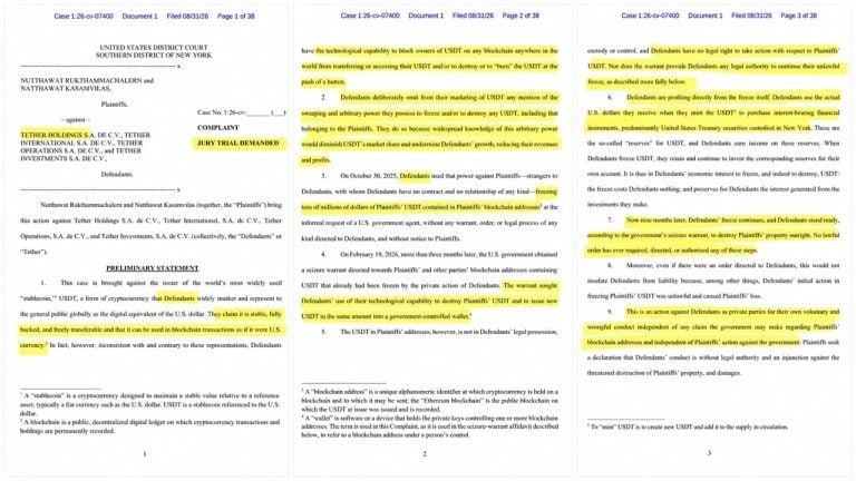 Thai Investors Sue Tether Over M USDT Freeze Without Warrant