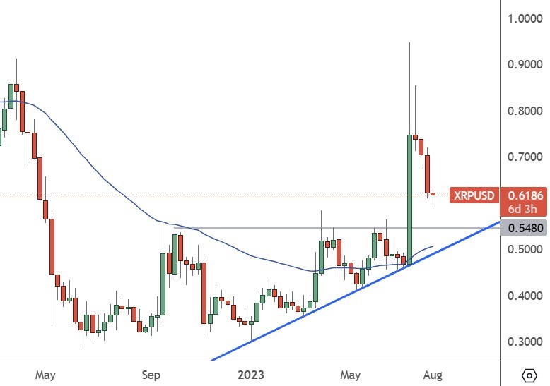 Ripple XRP Loses 13% Despite Favorable Court Ruling, PYPL, BTC, XDC, Aug. 8